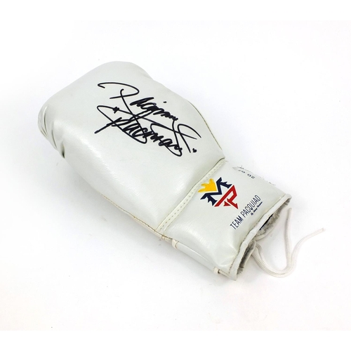 254 - Team Pacquiao boxing glove signed by Manny Pacquiao, with certificate of authenticity