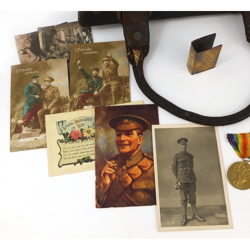 320 - British Military World War I Victory medal awarded to 356058PTE.W.FINCHAM.HAMPS.R. together with rel... 