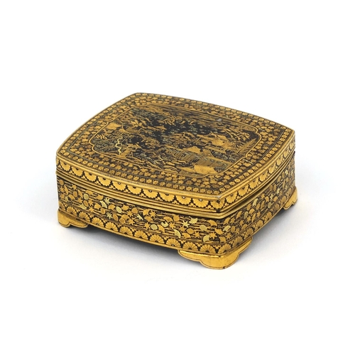 556 - 19th century Japanese Komai trinket box, the lid decorated with a landscape scene, character marks t... 