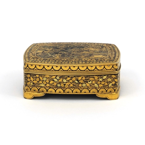 556 - 19th century Japanese Komai trinket box, the lid decorated with a landscape scene, character marks t... 