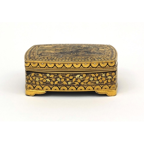 556 - 19th century Japanese Komai trinket box, the lid decorated with a landscape scene, character marks t... 