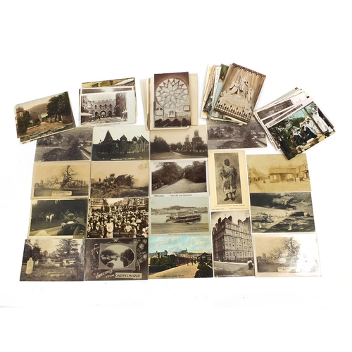 203 - Collection of postcards, some photographic examples, including Military, topographical views and one... 