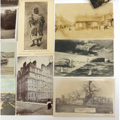 203 - Collection of postcards, some photographic examples, including Military, topographical views and one... 