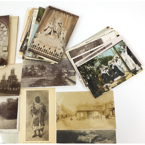 203 - Collection of postcards, some photographic examples, including Military, topographical views and one... 