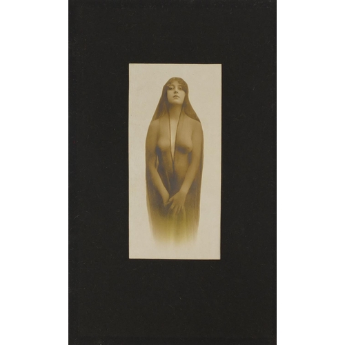 199 - 1914 silver print, nude female, by P N Company Kaloma, once believed to be Wyatt Earps wife, mounted... 