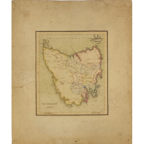 221 - John Green - Two mid 19th century ink and watercolour maps, one of Van Dieman's Land (Tazmania) the ... 