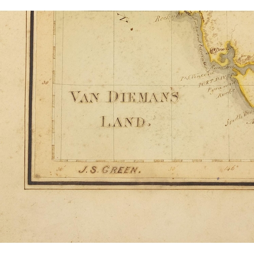 221 - John Green - Two mid 19th century ink and watercolour maps, one of Van Dieman's Land (Tazmania) the ... 