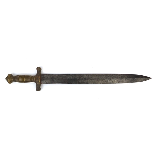 393 - 19th century French Military sword, with brass handle, 64cm in length