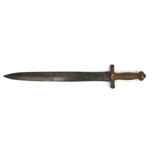393 - 19th century French Military sword, with brass handle, 64cm in length