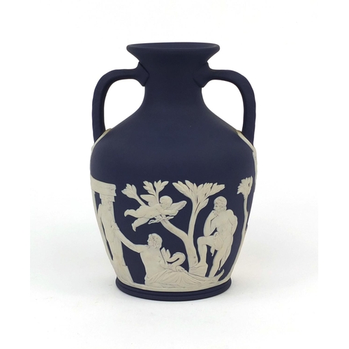 699 - Wedgwood Jasperware Portland vase, decorated in low relief with a continuous classical scene, impres... 