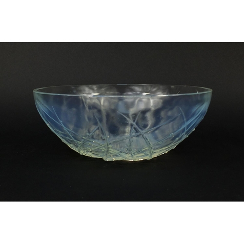 736 - René Lalique opalescent Graines D'Asperge pattern bowl, moulded to the underside, relief moulded R L... 