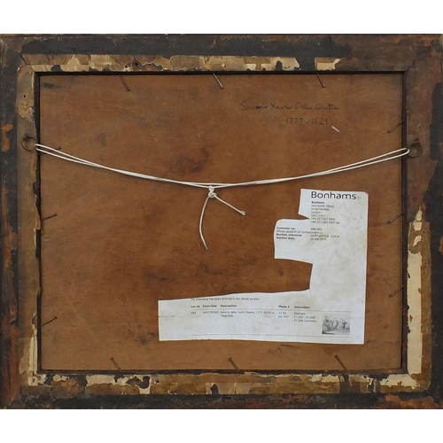 1116 - Saverio Della Gatta 1826 - Watercolour, La Tarantella, label verso mounted and framed, (PROVENANCE: ... 
