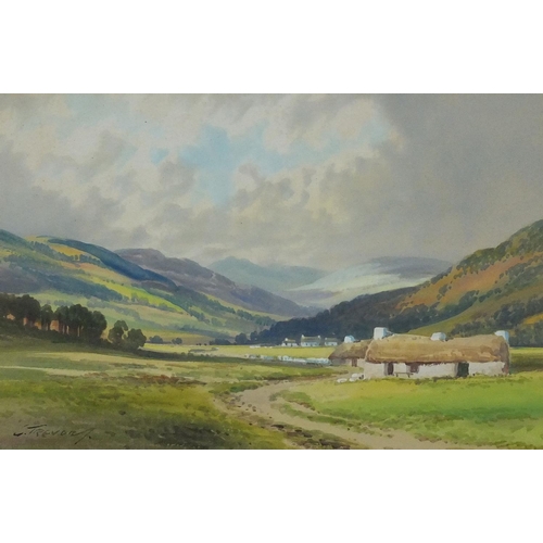 1280 - George Trevor - Watercolour, landscape, Antrim Glen, inscribed verso, mounted and framed, 26cm x 17c... 