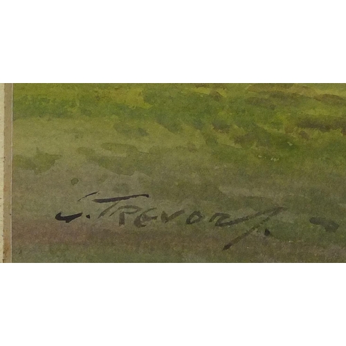 1280 - George Trevor - Watercolour, landscape, Antrim Glen, inscribed verso, mounted and framed, 26cm x 17c... 