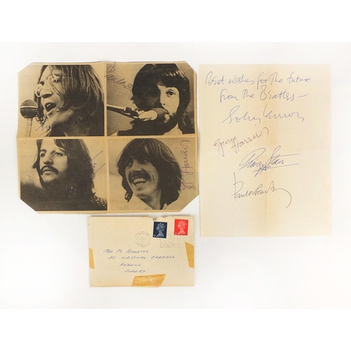 183 - ** WITHDRAWN FROM SALE ** Two sets of Beatles autographs each comprising John Lennon, Ringo Starr, P... 