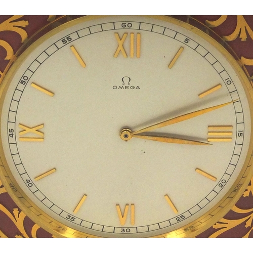 1103 - Omega gilt eight day chronometer mantle clock with silvered dial and Arabic numerals, numbered 98909... 