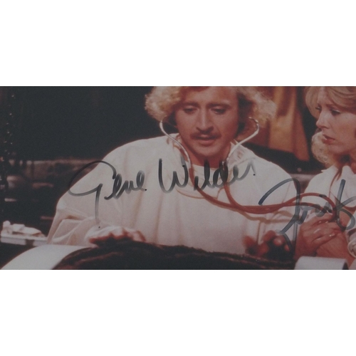 258 - Coloured Frankstein photograph signed by Gene Wilder, Pats Brawl and Teri Garr, mounted and framed, ... 