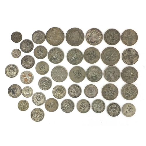 2777 - British pre decimal coinage including half crowns, shillings and six pence's, approximate weight 3.6... 