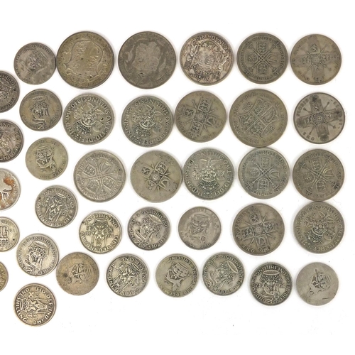 2777 - British pre decimal coinage including half crowns, shillings and six pence's, approximate weight 3.6... 