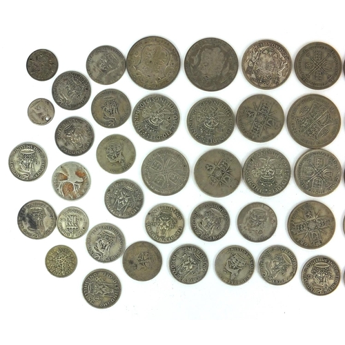 2777 - British pre decimal coinage including half crowns, shillings and six pence's, approximate weight 3.6... 