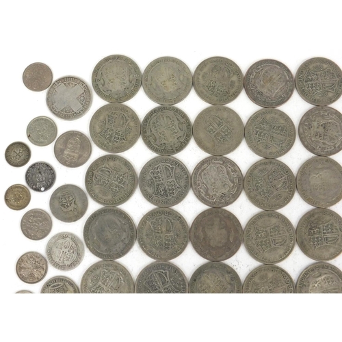 2774 - British pre decimal coinage including half crowns, shillings and six pence's, some Victorian example... 