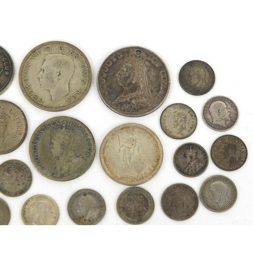 2778 - British and World coinage including Victorian 1887 half crown, 1947 two francs etc,  approximate wei... 