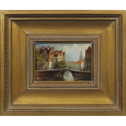 2216 - Michaela Vincci - Pair of oil onto board, Venice scenes, each with Racine Art gallery labels with pr... 