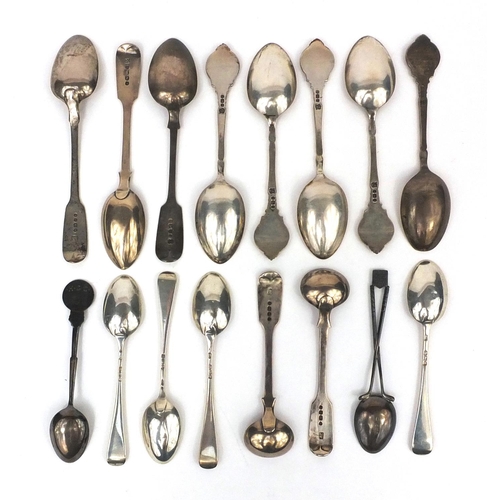 2462 - Collection of Victorian and later silver spoons including a set of five rifle club examples and two ... 