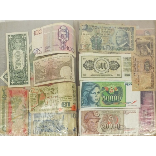 311 - Large collection of World bank notes, including Honk Kong United, States of America and the Middle E... 