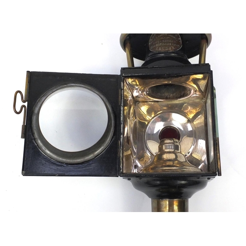 178 - Shand Mason & Co of London fire engine carriage lamp, with bevelled glass and applied brass plaque, ... 