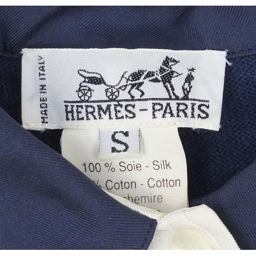 96 - Hermes silk and cotton Brides De Gala polo shirt, size small with box