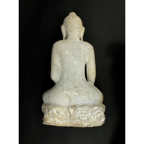 622 - Carved alabaster Thai Buddha seated in the lotus position, 41cm high