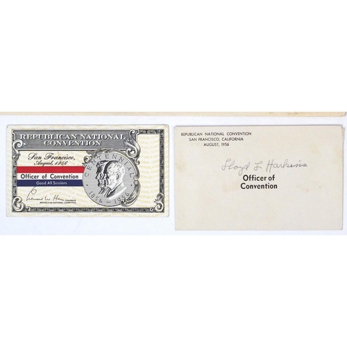 225 - American Presidential ephemera including a dinner menu from 2007 and an 1957 Inagural ball programme