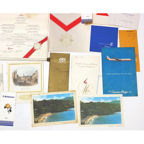 226 - Large collection of airline menus including BOAC and Silk lined TWA Royal Ambassador examples