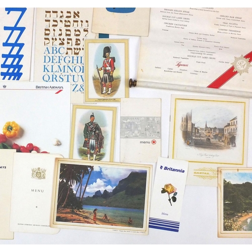 226 - Large collection of airline menus including BOAC and Silk lined TWA Royal Ambassador examples