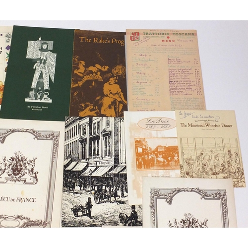 227 - Group of London and Paris restaurant and hotel menus including Café Royal, Hyde Park Hotel and L'écu... 