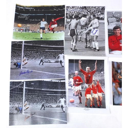 252 - Nine signed coloured photographs each of footballers, comprising George Cohen, Gordan Banks, David B... 