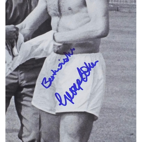 252 - Nine signed coloured photographs each of footballers, comprising George Cohen, Gordan Banks, David B... 