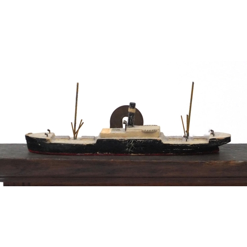 386 - Oak framed display of hand painted Merchant signals, mounted with two ships, 31cm x 30cm excluding t... 