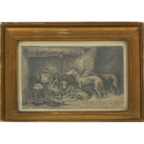 1227 - After Edwin Henry Landseer - 19th century pencil sketch, the shepherds mourning, gilt framed, 18cm x... 