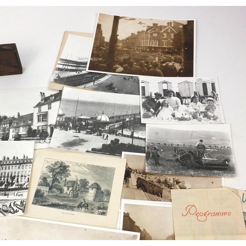 209 - Group of Eastbourne related ephemera including early 20th century black and white photographs of The... 