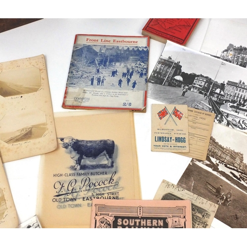 209 - Group of Eastbourne related ephemera including early 20th century black and white photographs of The... 