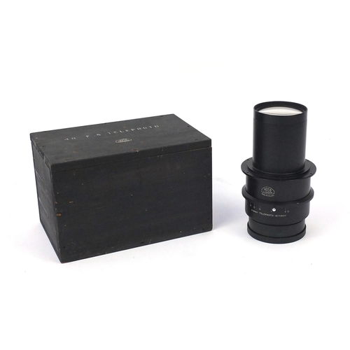 56 - Large Ross of London telephoto lense No.223927 with wooden crate, the lens 32cm in length