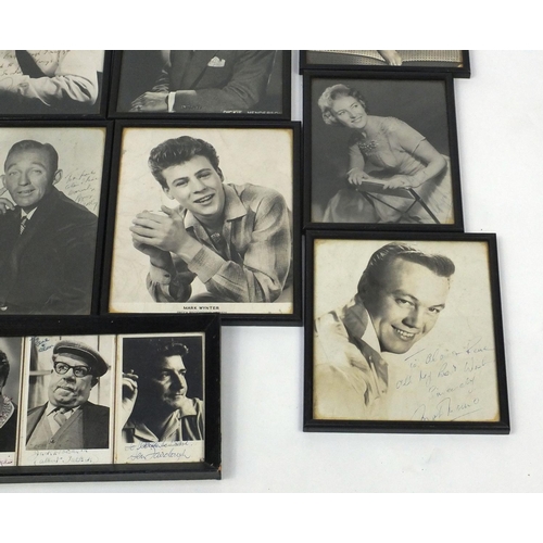 219 - Collection of black and white photographs including Bing Crosby, Bob Hope, Honor Blackman, Vera Lynn... 