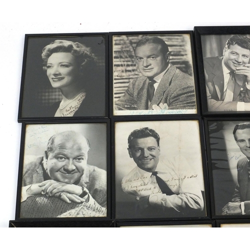 219 - Collection of black and white photographs including Bing Crosby, Bob Hope, Honor Blackman, Vera Lynn... 