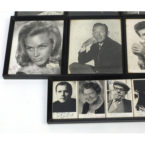 219 - Collection of black and white photographs including Bing Crosby, Bob Hope, Honor Blackman, Vera Lynn... 