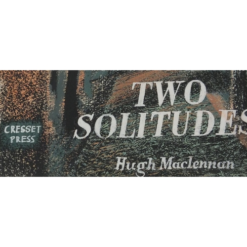 1145 - Leslie Wood - Unframed mixed media dust jacket design onto card, Two Solitudes (Novel by Hugh H Macl... 