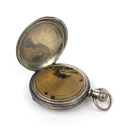 1078 - Seth Thomas gentleman's open face pocket watch, the case engraved with a stag, numbered 501791 to th... 