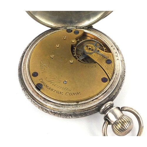 1078 - Seth Thomas gentleman's open face pocket watch, the case engraved with a stag, numbered 501791 to th... 