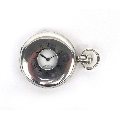 1077 - Silver gentleman's Omega half hunter pocket watch, 5.2cm in diameter, approximate weight 115.6g